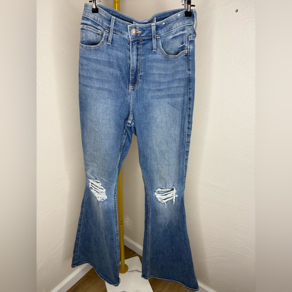 Hollister Light Blue Distressed Flare Jeans